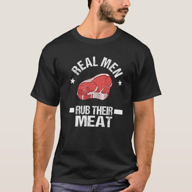 Grillen Lover Funny Men rauchen Fleisch und Fleisc T-Shirt (Vorderseite)