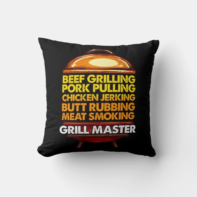 GRILLEN Lover Koch Sommermahlzeit Grillmeister Kissen (Vorderseite)