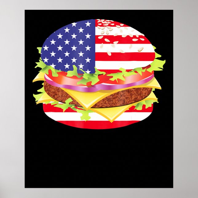 GRILLEN Lovers | Hamburger USA Flag 4. Juli GRILLE Poster (Vorne)