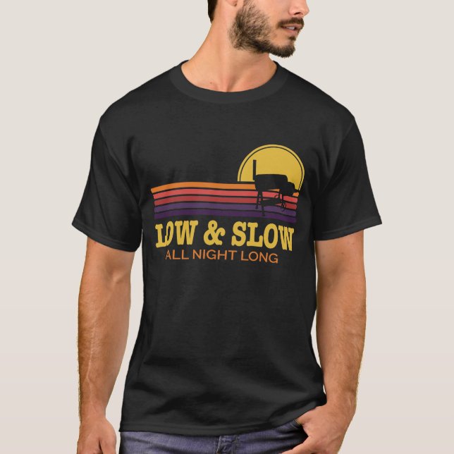 Grillen Low & Slow All Night Long Grill Rauch Zuga T-Shirt (Vorderseite)