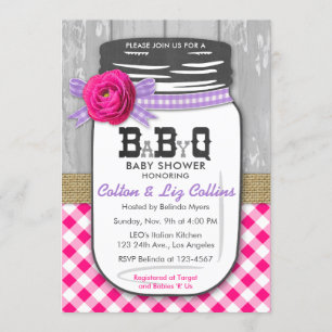 GRILLEN Mason Jar Kinderdusche Einladung Pink & Li