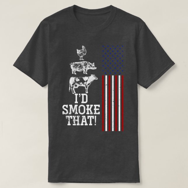 GRILLEN Meat Smoking American Flag US Retro Barbec T-Shirt (Design vorne)