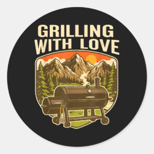 Grillen mit Liebe Lustiger Bbq Smoker Berg Runder Aufkleber
