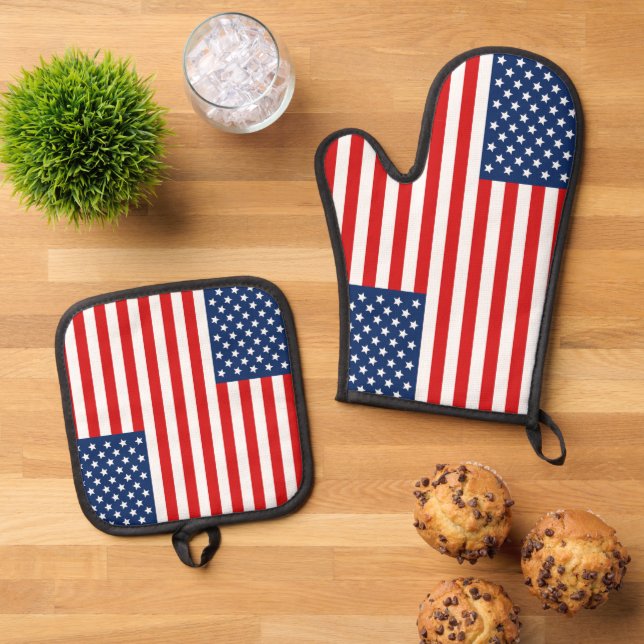 Grillen Oven Mitt and Pot Holders Ofenhandschuh & Topflappen-Set (Oben Unten)