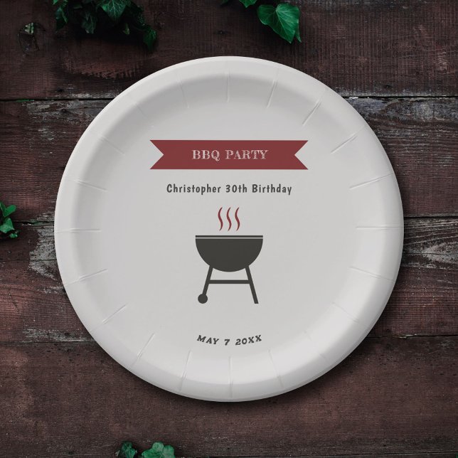 GRILLEN Party Birthday Pappteller (BBQ Party Birthday Paper Plate)