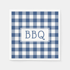 Grillen-Party für blaue und weiße Gingham-Muster Serviette