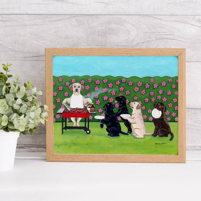 GRILLEN Party Labradors im Azalea Garden Artwork Poster (Von Creator hochgeladen)