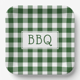Grillen Party von Green und White Gingham Pappteller