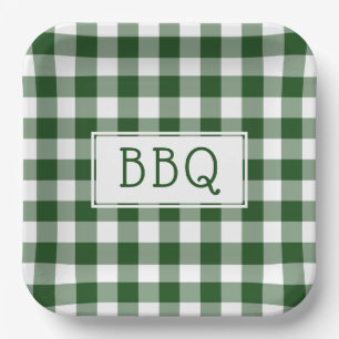 GRILLEN Party von Green und White Gingham Pattern Pappteller