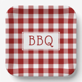Grillen-Party von Red and White Gingham Pattern Pappteller