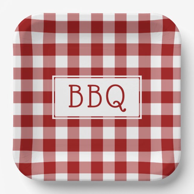 Grillen-Party von Red and White Gingham Pattern Pappteller (Vorderseite)
