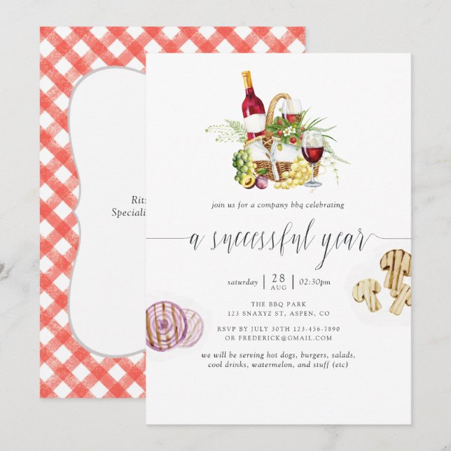 Grillen Picnic Add-Logo Einladung (Vorne/Hinten)