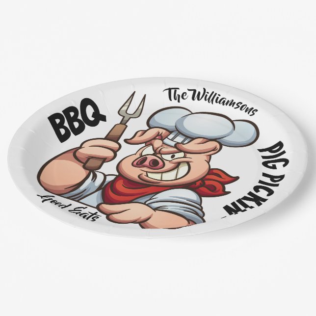 GRILLEN Pig Pickin's Party Goods Plate Pappteller (Schrägansicht)