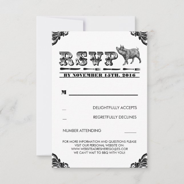 GRILLEN PIG ROAST RSVP CARDS (Vorderseite)