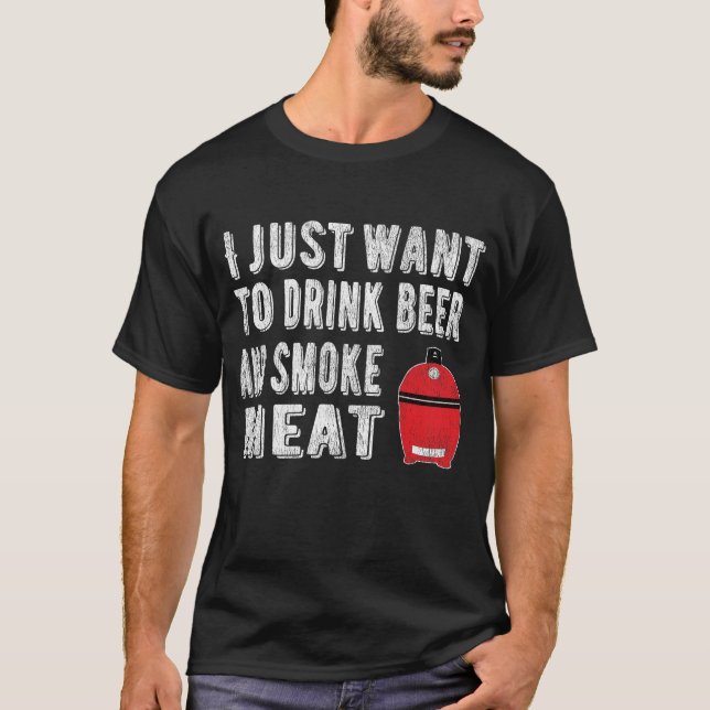 Grillen Pitmaster Drink Bierrauchfleisch T-Shirt (Vorderseite)