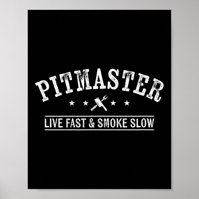 Grillen Pitmaster mit Fleischgabel und Keilriemen Poster (Vorne)