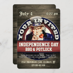 Grillen Potluck zum Tag der Unabhängigkeit Einladung
