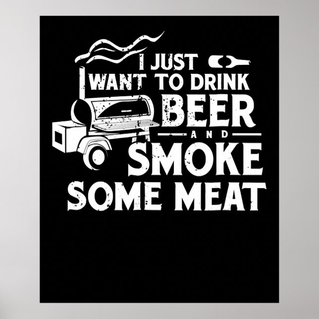 GRILLEN Rauchen Pitmaster Gift Drink Bier Rauchfle Poster (Vorne)