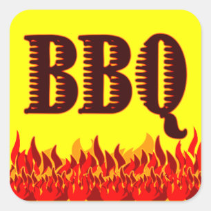 GRILLEN Red Flames Anpassbare Jar- oder Canning-Au Quadratischer Aufkleber