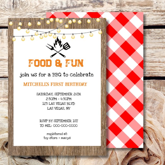 Grillen Red Kariert Gingham Einladung (Von Creator hochgeladen)
