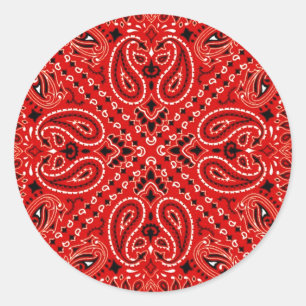 GRILLEN Red Paisley Western Bandana Scarf Print Runder Aufkleber