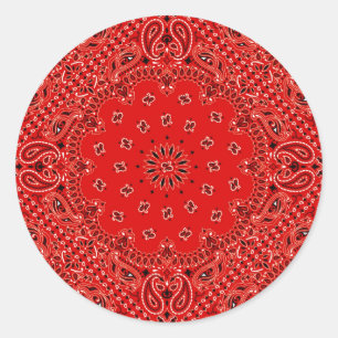 GRILLEN Red Paisley Western Bandana Scarf Print Runder Aufkleber