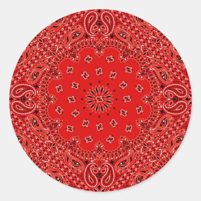GRILLEN Red Paisley Western Bandana Scarf Print Runder Aufkleber (Vorderseite)