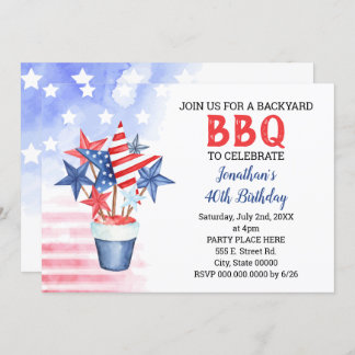GRILLEN Rot-Weiß-Geburtstagsparty Einladung