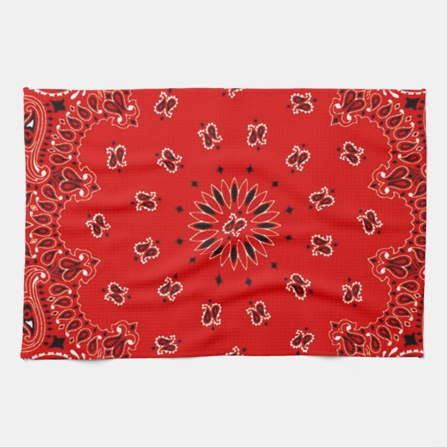 GRILLEN roter Paisley-Westernbandana-Schal-Druck Handtuch (Horizontal)