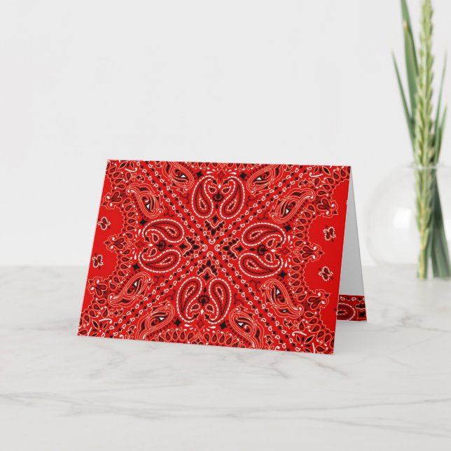 GRILLEN roter Paisley-Westernbandana-Schal-Druck Karte (Vorderseite)