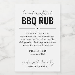 GRILLEN Rub Barbeque Seasoning Blend Jar Label Ges Lebensmitteletikett