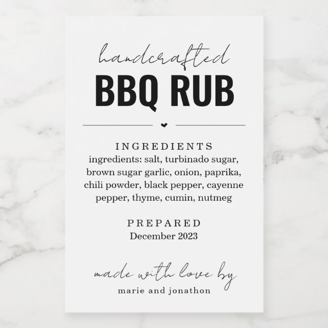 GRILLEN Rub Barbeque Seasoning Blend Jar Label Ges Lebensmitteletikett (Einzelnes Label)