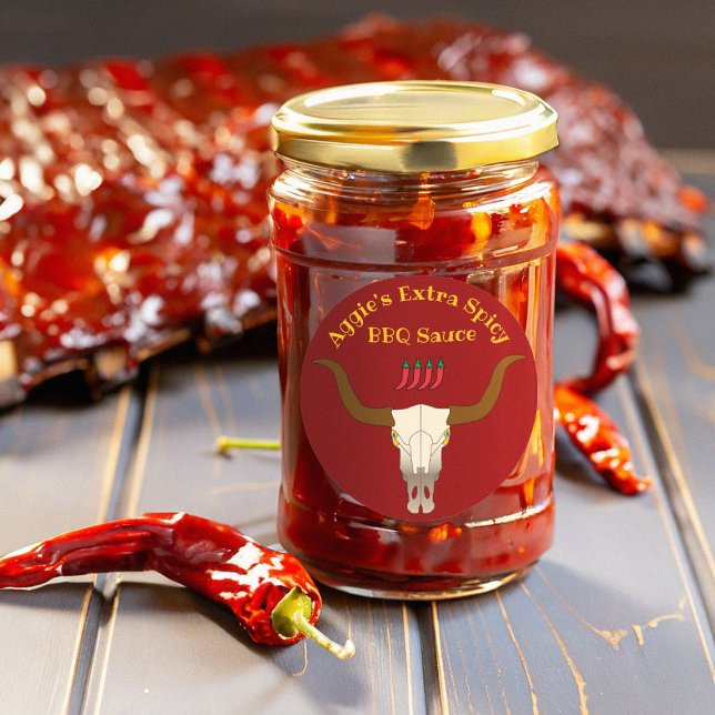 Grillen Sauce von Kuh Skull Runder Aufkleber (Von Creator hochgeladen)