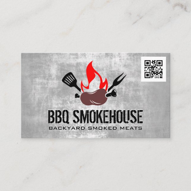 GRILLEN Sausage Fire | qr Code Business Card Visitenkarte (Vorderseite)