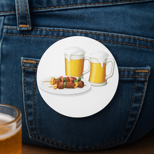 GRILLEN Skewers und Bier Summer Cookie Runder Aufkleber (Von Creator hochgeladen)