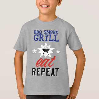 GRILLEN Smoke Grill EAT REPEAT Vintag rustikal T-Shirt