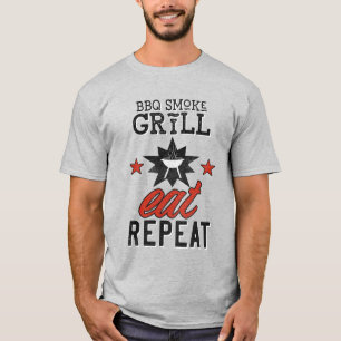 GRILLEN Smoke Wiederholung EAT REPEAT Vintage Küch T-Shirt