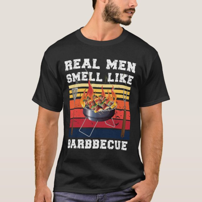 GRILLEN Smoker Real Men riecht wie Barbecue T-Shirt (Vorderseite)