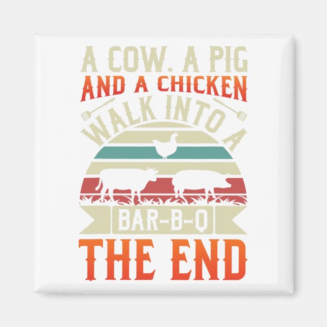 Grillen Summer Grillin Cow Pig Chicken for Men Gra Magnet (Vorne)
