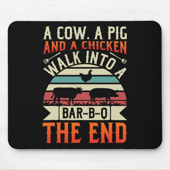 Grillen Summer Grillin Cow Pig Chicken for Men Gra Mousepad (Vorne)