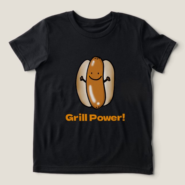 GRILLEN Time Funny Hot Dog Cartoon Tri-Blend Shirt (Design Vorderseite)