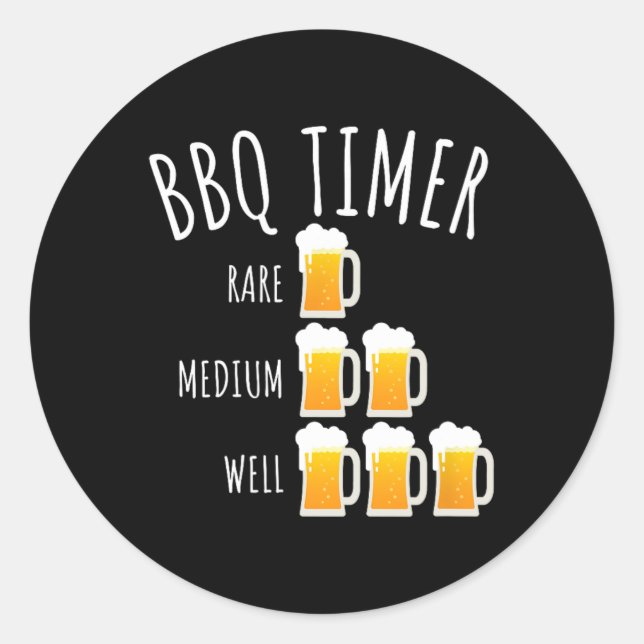 Grillen Timer Beer Drink Funny Grilling Runder Aufkleber (Vorderseite)