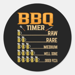 Grillen Timer Raw Seltene Grillliebhaber Runder Aufkleber
