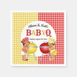 Grillen über das Geschlecht Rot-Gelb-Gingham-Baby Serviette