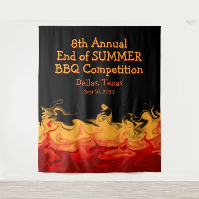 Grillen über moderne Feuer-Flammen aus dem Wettbew Wandteppich (Vorderseite)