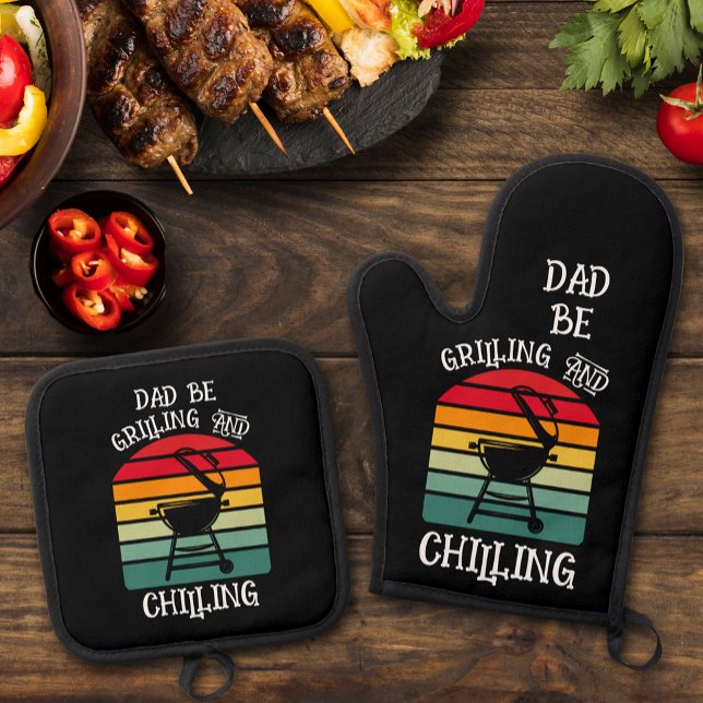 Grillen und Abkühlen Ofenhandschuh & Topflappen-Set (Grilling and chilling oven mitt and pot holder set)
