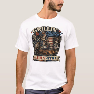Grillen und Chillen am vierten Juli BBQ T-Shirt