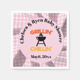 Grillen und chillen Baby-Q-Gingham-Baby-Party Serviette