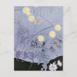 Grillen und Frösche machen Nachtmusik Postkarte