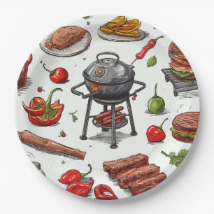 Grillen und Kühlen  Pappteller